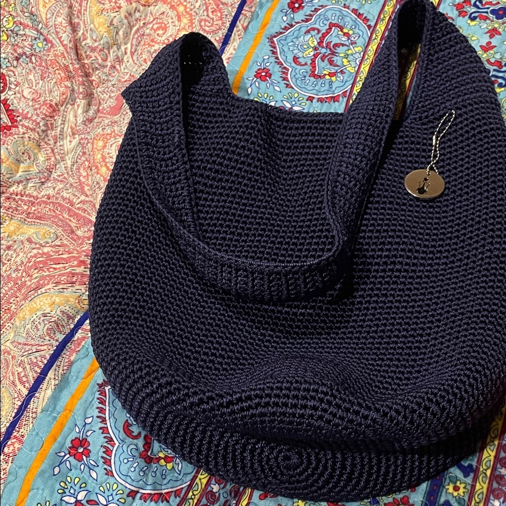 The Sak Dark Blue Crochet Shoulder Bag